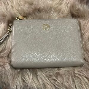 Tory Burch tan wristlet